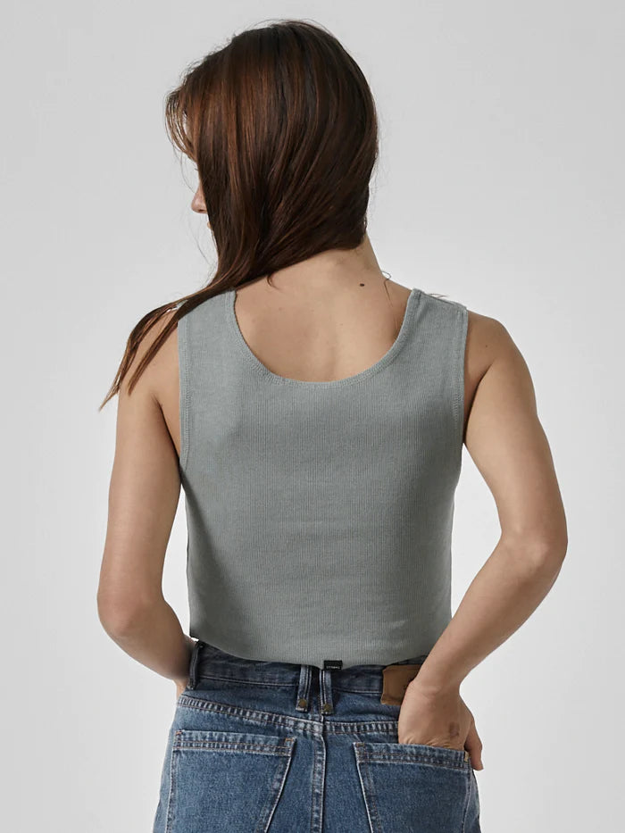 Golden Paradise Crop Rib Singlet - Sea Glass