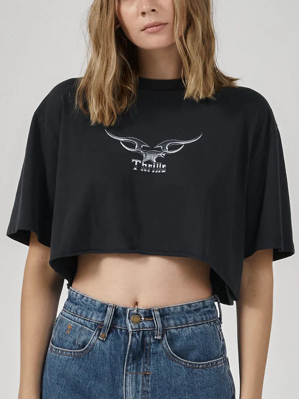 Iron Eagle Merch Super Crop Tee - Twilight Black