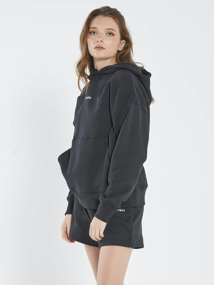 Minimal Thrills Fleece Hood - Washed Black