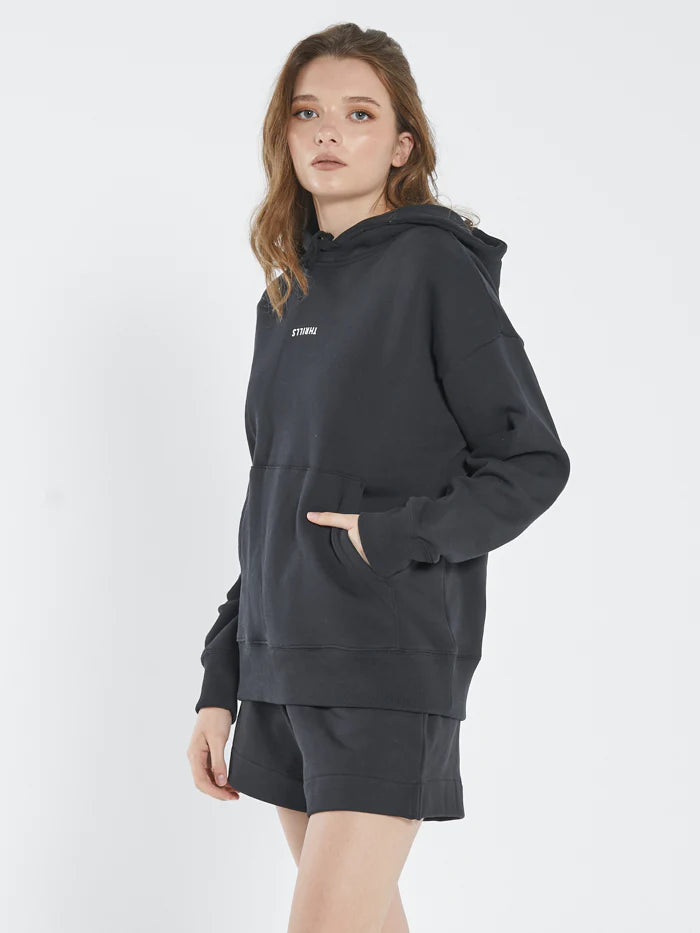 Minimal Thrills Fleece Hood - Washed Black