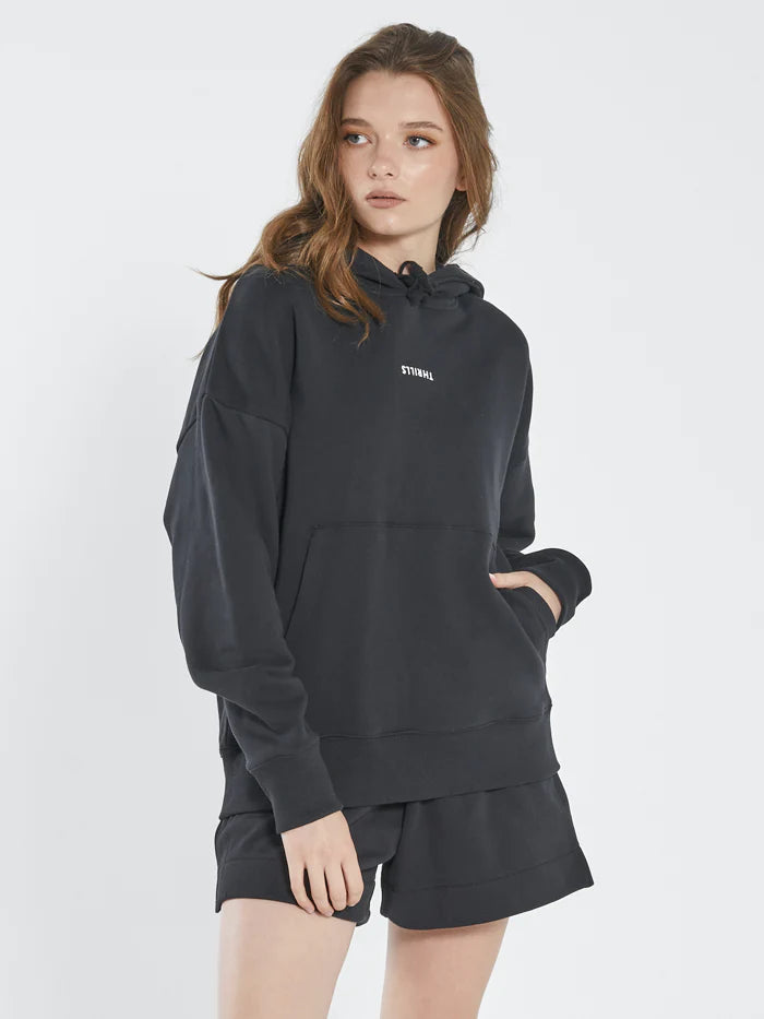 Minimal Thrills Fleece Hood - Washed Black