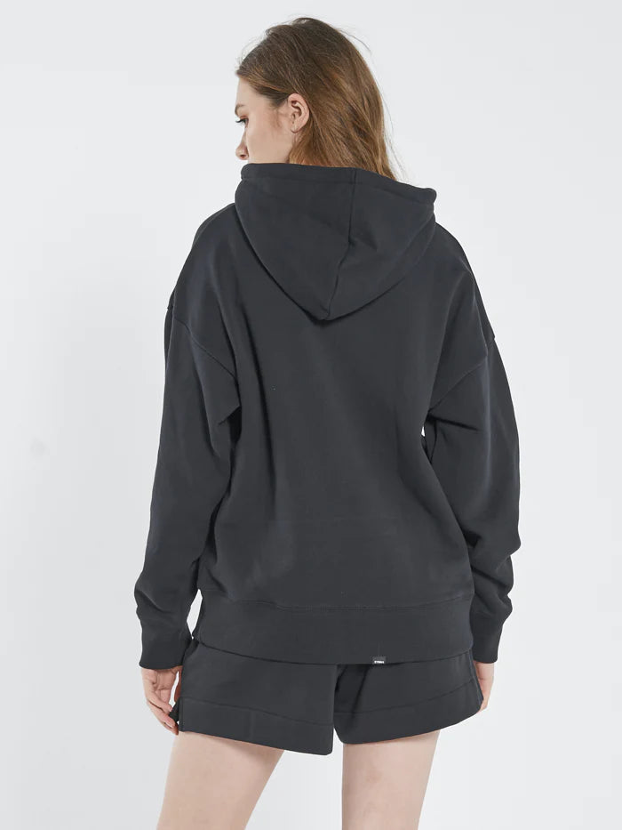 Minimal Thrills Fleece Hood - Washed Black