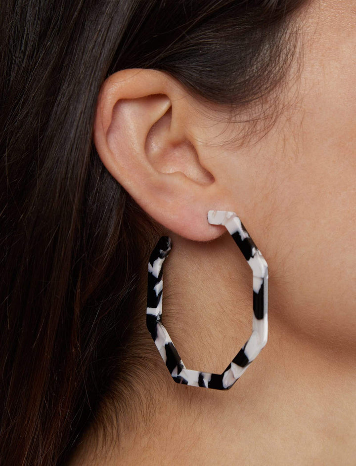 Soho Large Hoops - Black/White