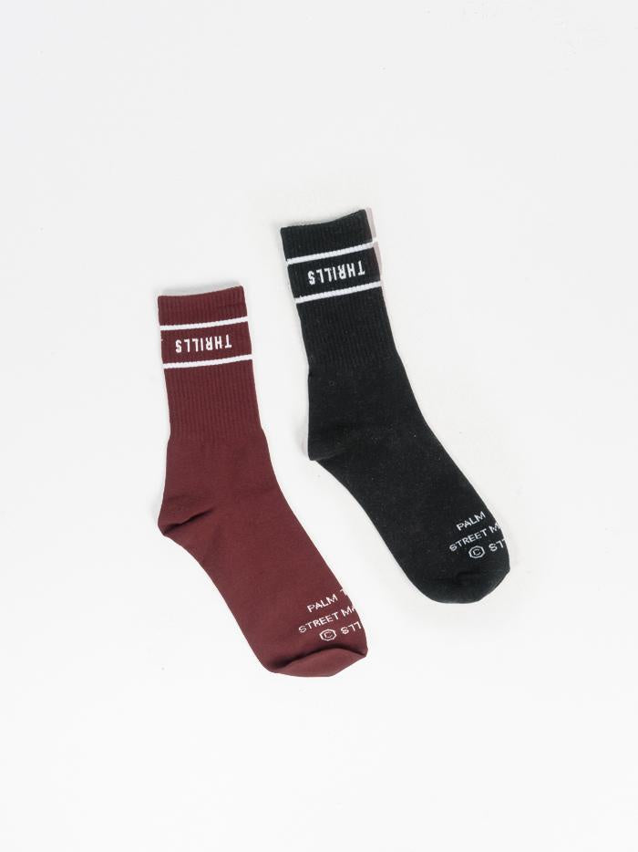 Minimal Thrills Sock 2 Pack- Heritage Black/Blood Red