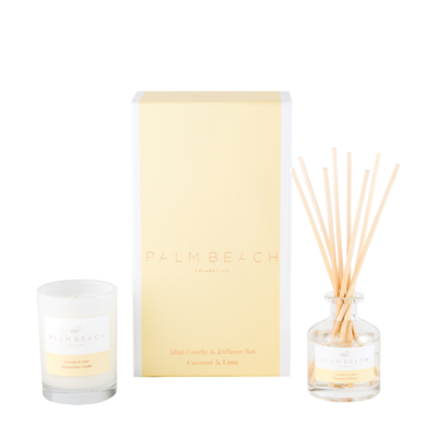 Palm Beach Collection 90g Mini Candle and 50ml Fragrance Diffuser Gift Pack - Coconut & Lime