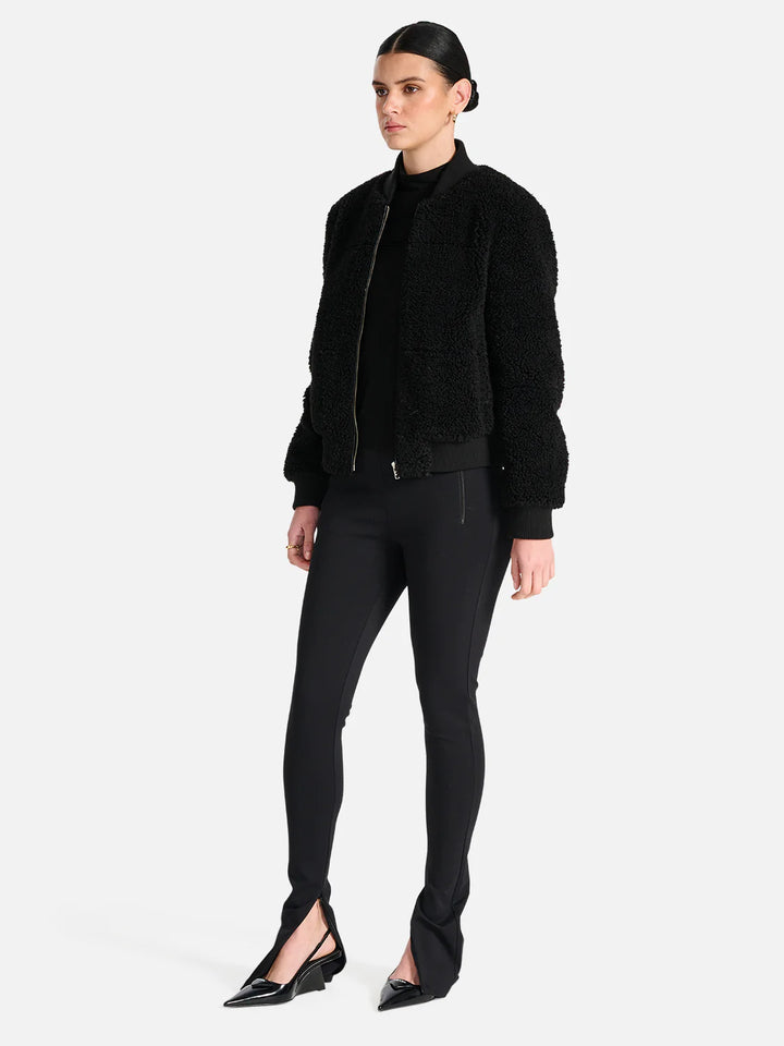 Teddy Faux Fur Bomber - Black