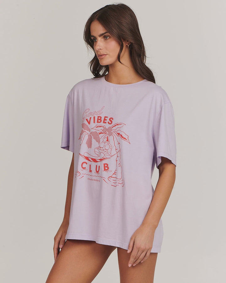 Good Vibes Club Boyfriend Tee - Lilac