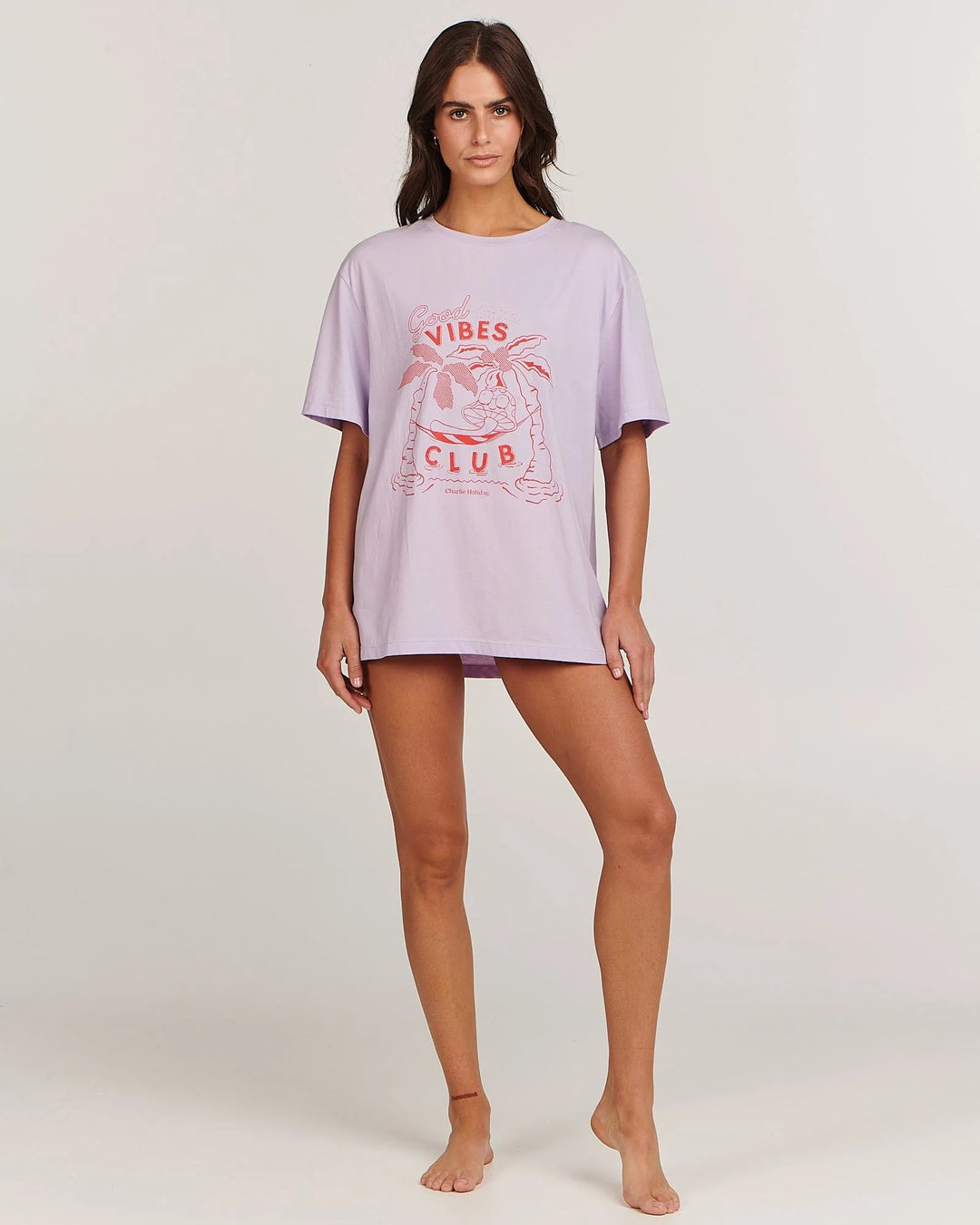 Good Vibes Club Boyfriend Tee - Lilac