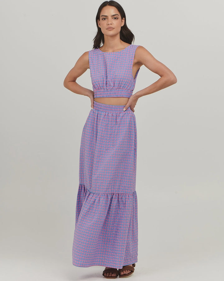 Elena Top - Pink Blue Gingham
