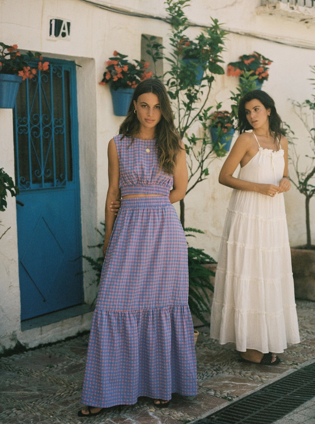 Elena Top - Pink Blue Gingham