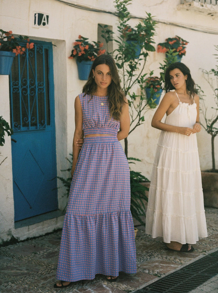 Elena Top - Pink Blue Gingham