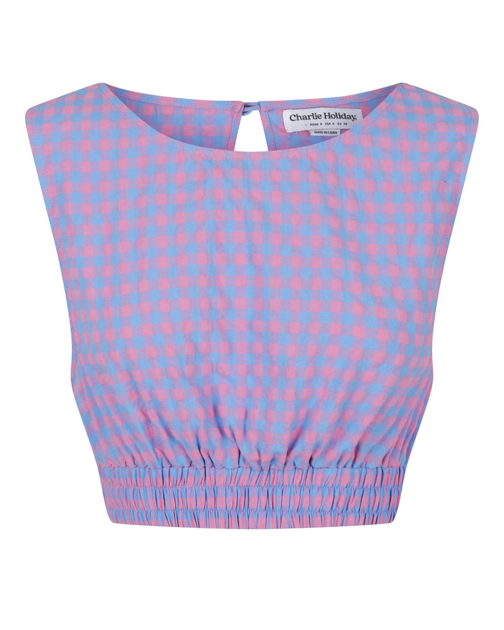 Elena Top - Pink Blue Gingham
