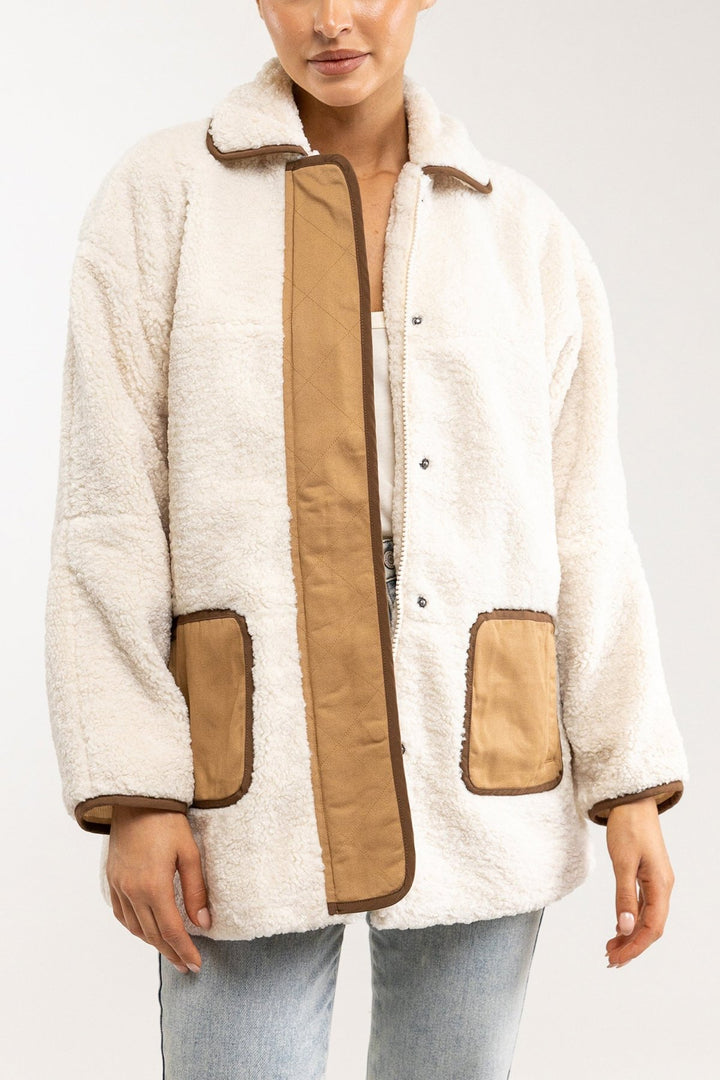 Contrast Sherling Jacket - Off White