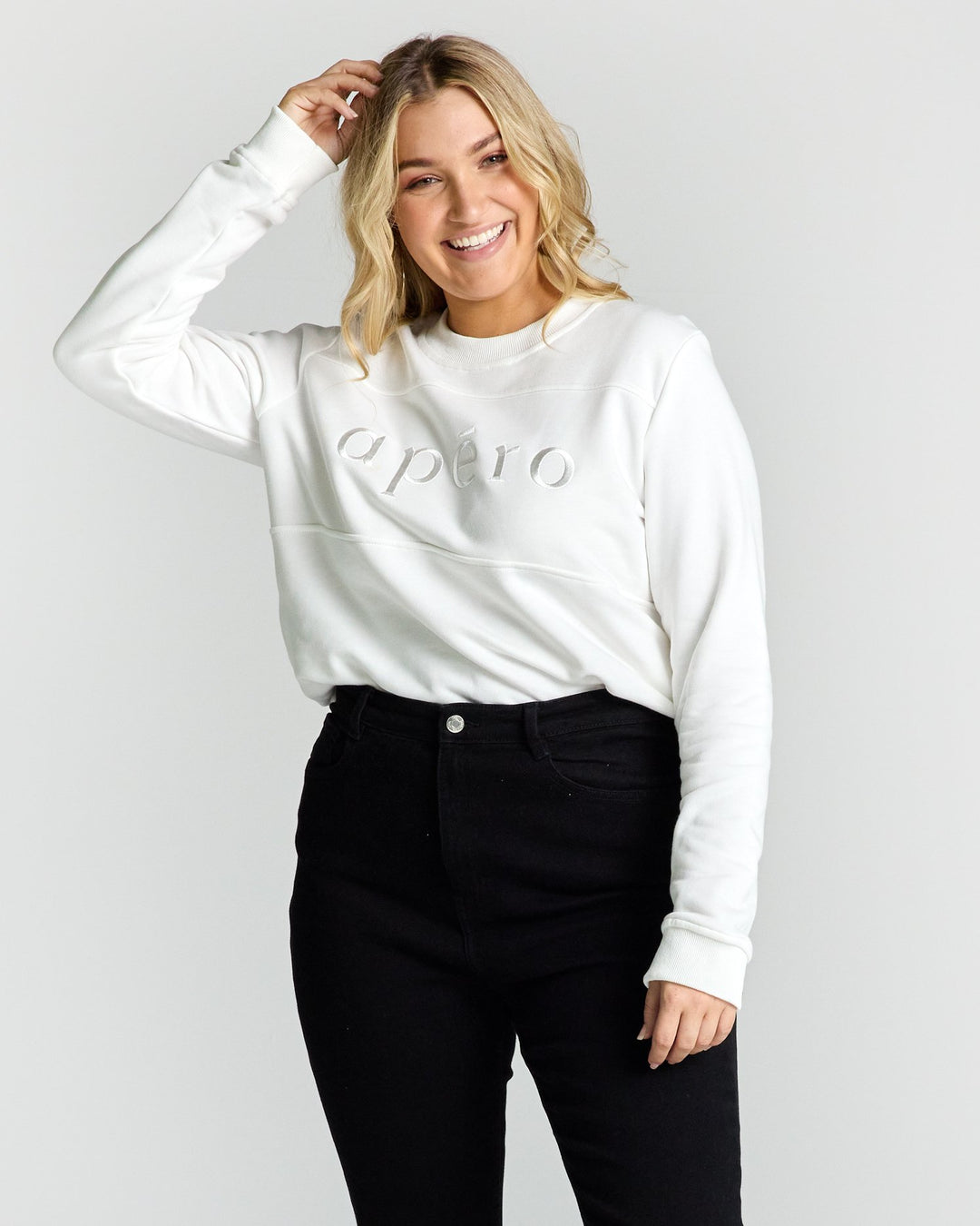 Apero Panel Embroidered Jumper- Off White