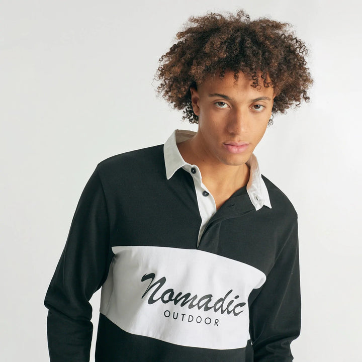Dashboard Long Sleeve Rugby Polo - Jet Black
