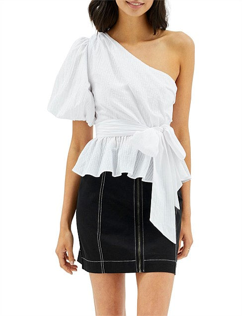 Carrie One Shoulder Top - White