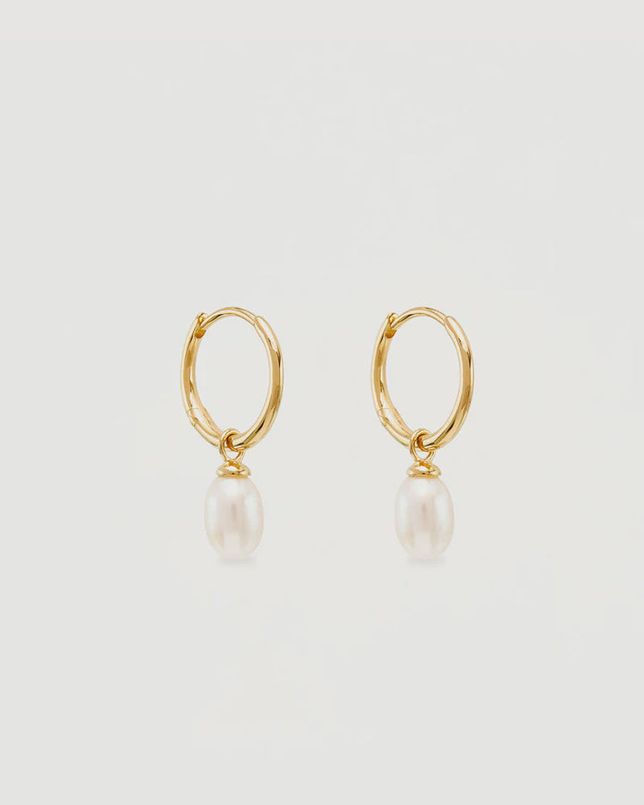 By Charlotte Live In Peace Pearl Hoop Earrings-18k Gold Vermeil