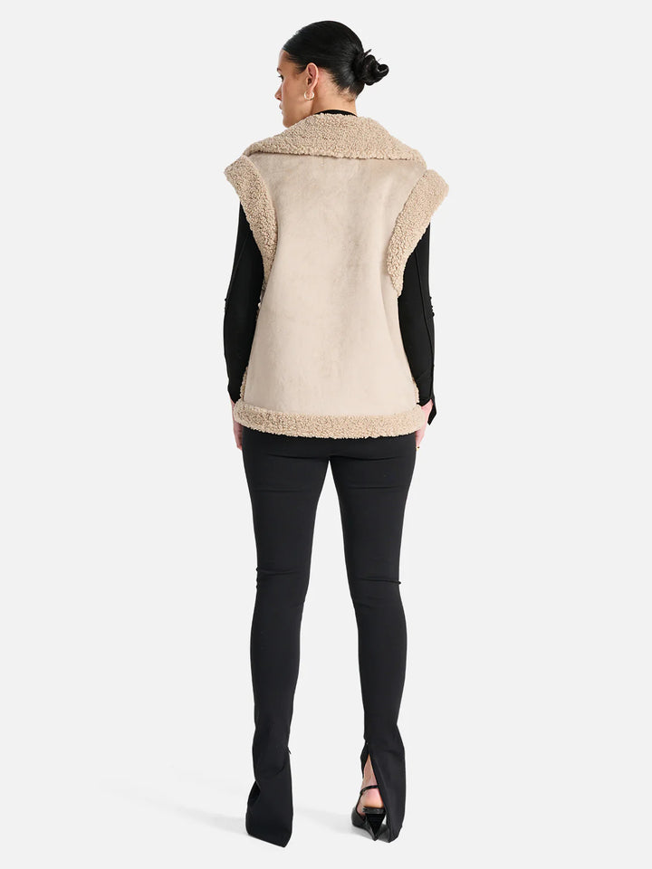 Martina Faux Fur Vest- Stone