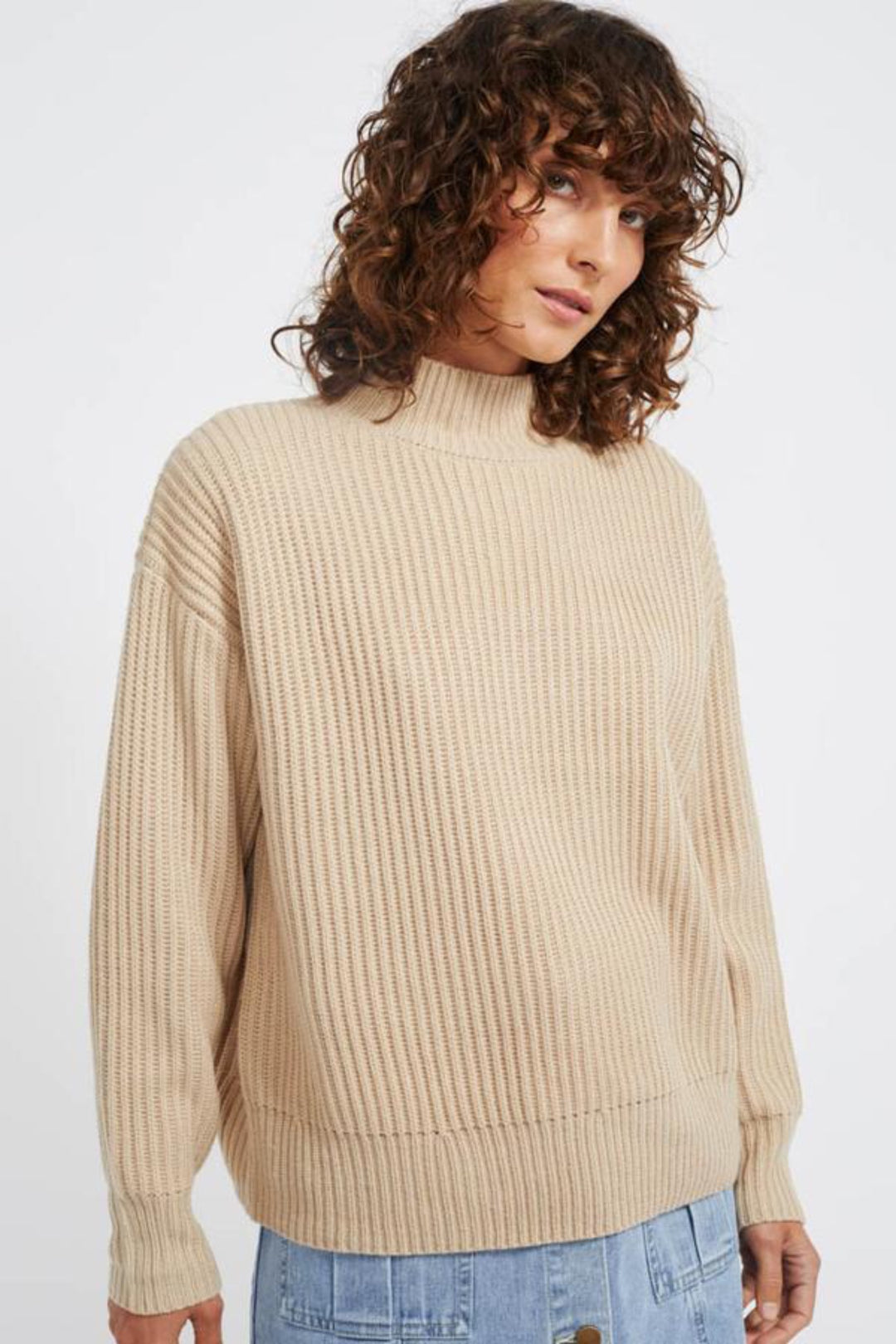 Oracle Rib Knit Jumper- Natural Marle