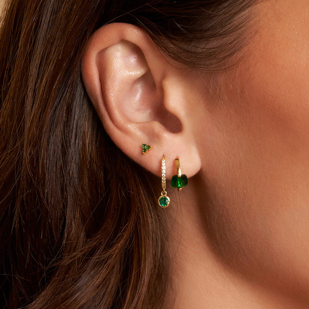 Cherrie Gold Earrings- Emerald