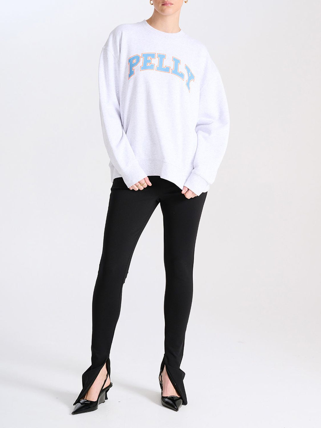 Collegiate Pelly Sweater- White Marle