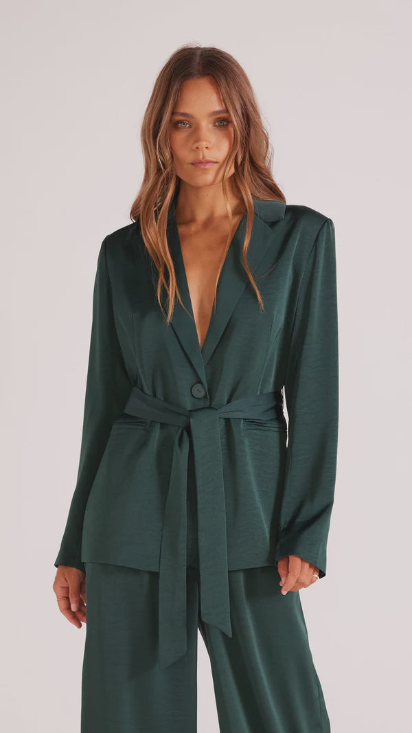 Minkpink Erin Belted Blazer - Emerald Green