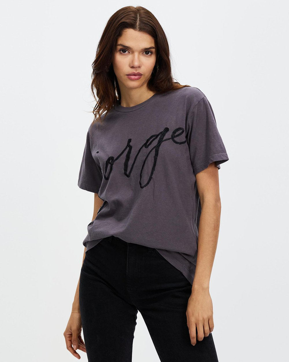 Jorge Embroidered Tee- Washed Black