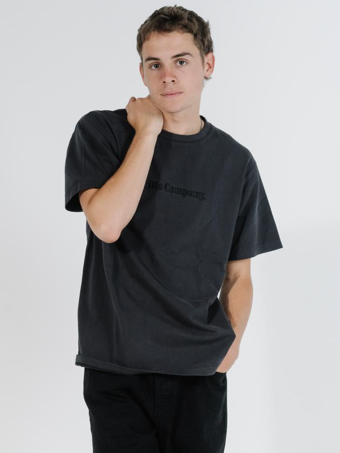 Tonal Thrills Company Embroidered Merch Fit Tee- Merch Black