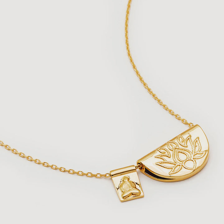 By Charlotte Lotus and Little Buddha Necklace - 18k Gold Vermeil