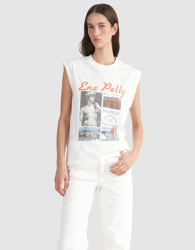Ena Pelly On Vacation Tank- Vintage White