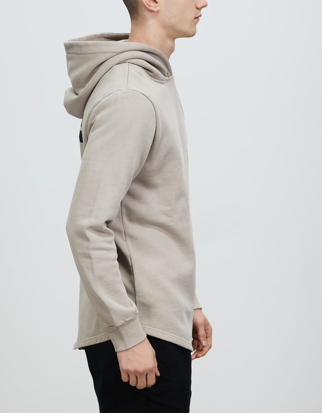 Admit Hooded Dual Curved Sweater - Pigment Warm Grey