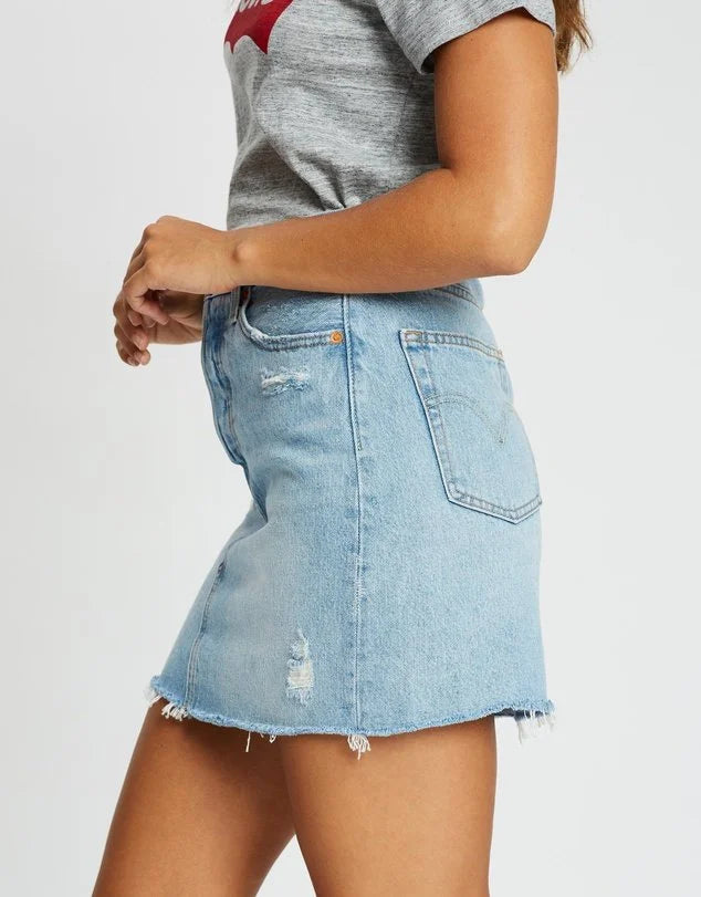 High Rise Deconstructed Skirt - Denim