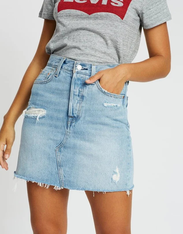 High Rise Deconstructed Skirt - Denim