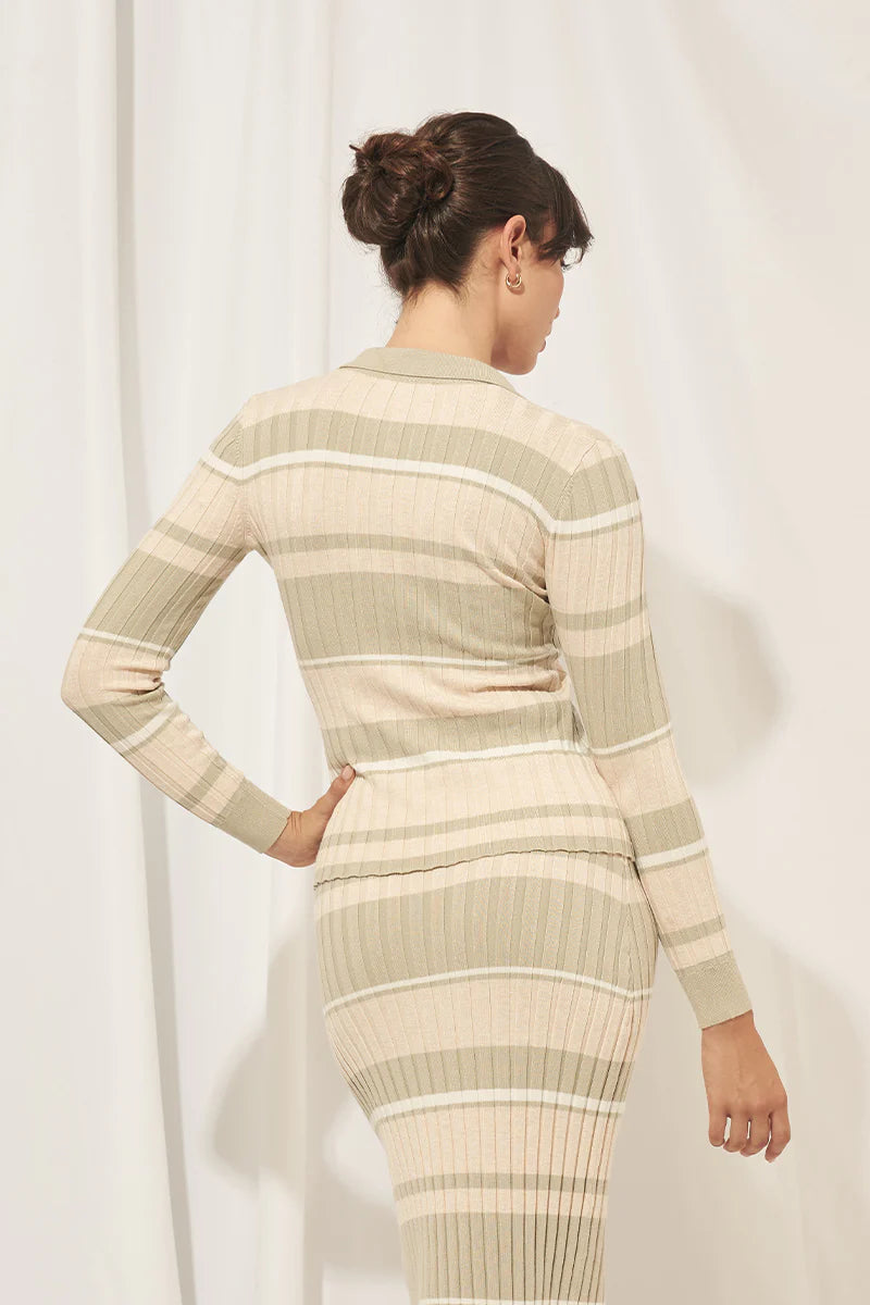 Reed Knit Shirt- Sage Stripe