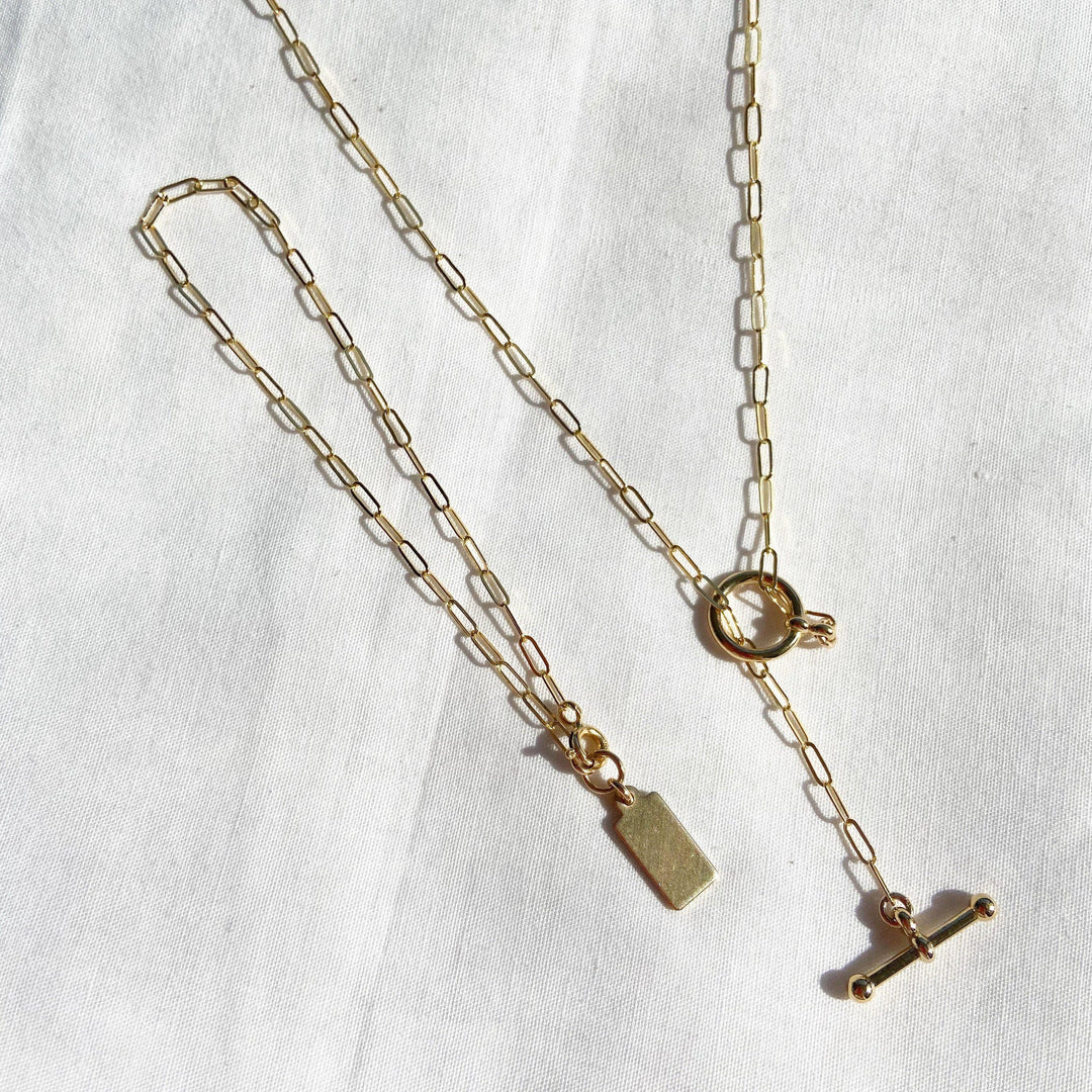 Rectangle Tag Bracelet Medium- Gold