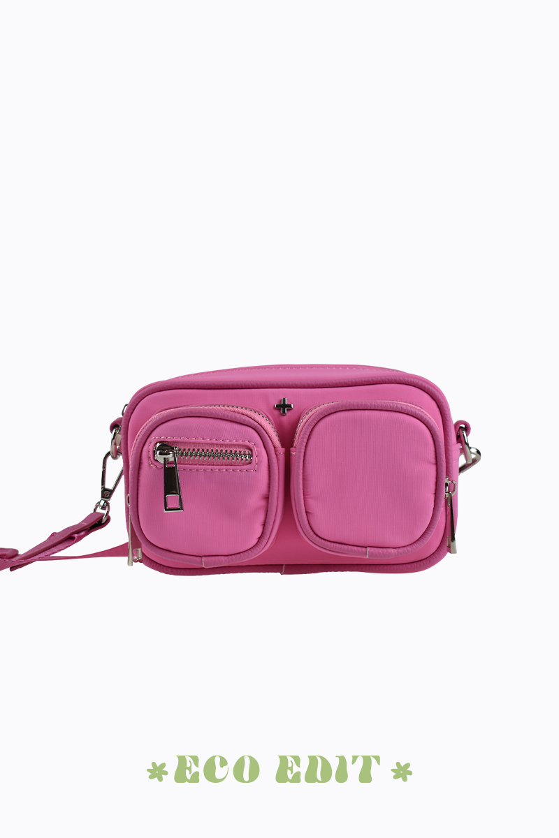 Lala Mini Utility Cross Body Bag - Pink Nylon/Silver