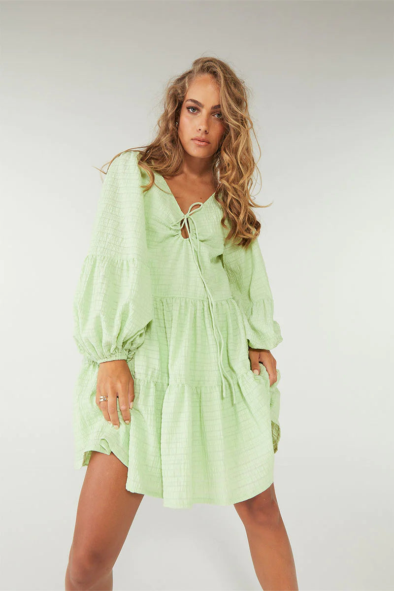 Lucid Smock Dress- Lime