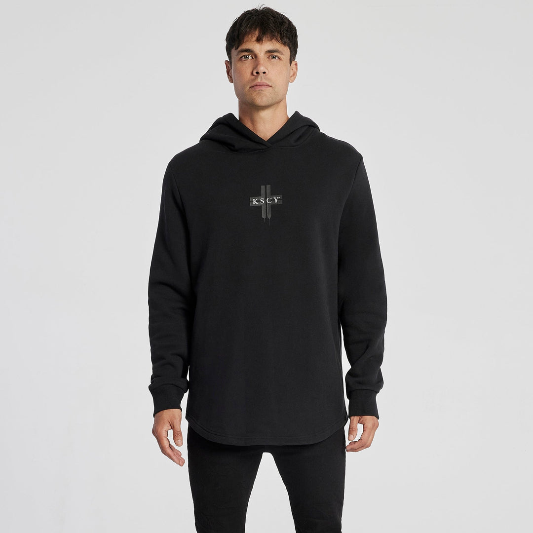 Lightening Hooded Dual Curved Sweater - Jet Black