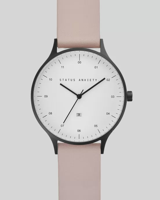 Inertia Watch - Matte Black/White Face/Blush Strap