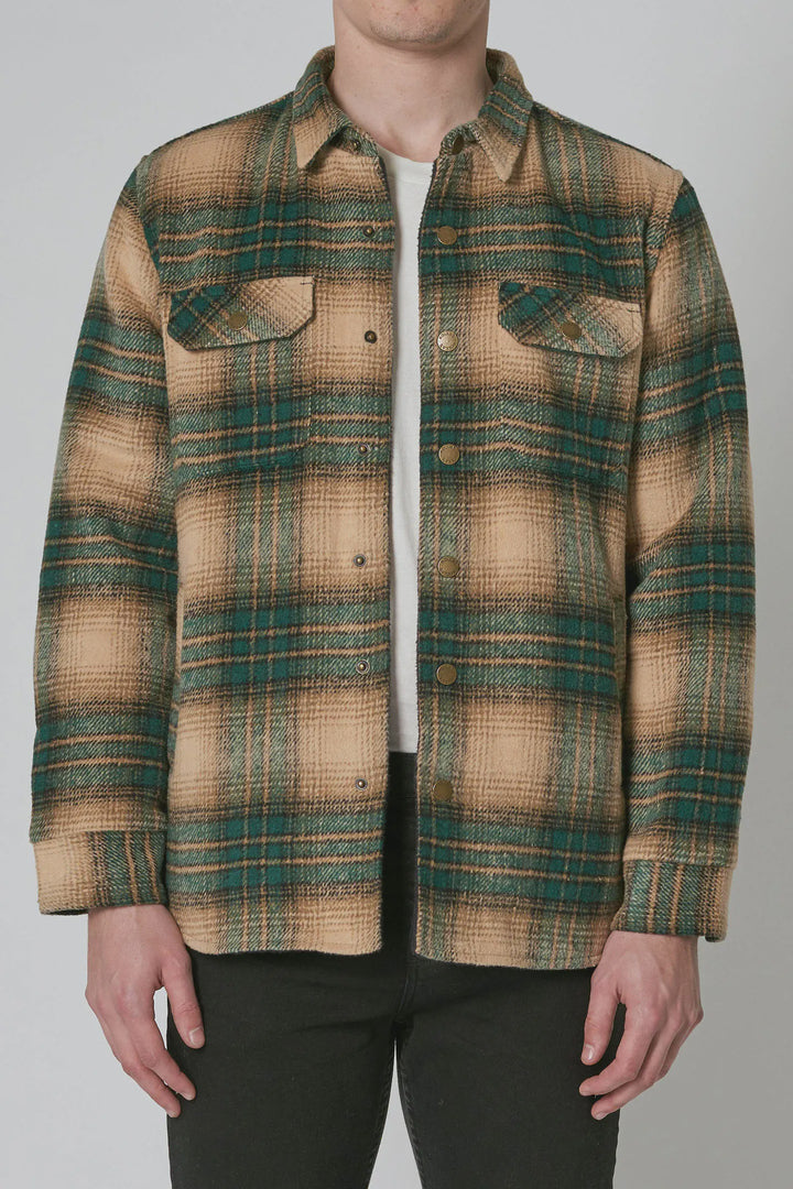 Rollas Men At Work Check Shacket - Green Check