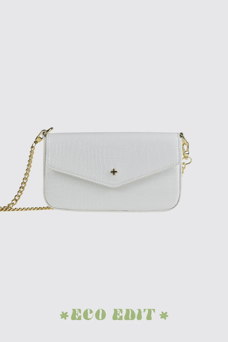 Munroe Envelope Cross Body Bag - White Pebble/Gold