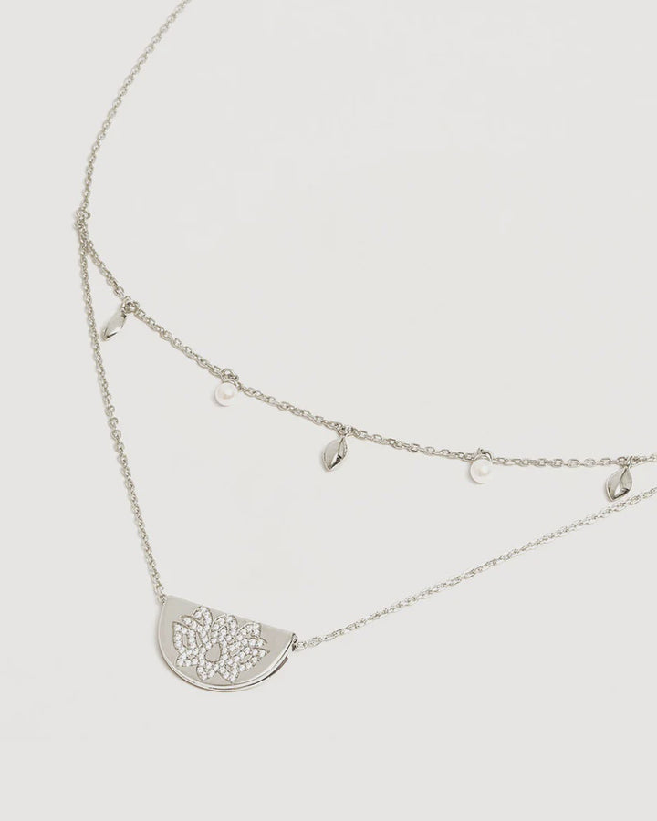 By Charlotte Live In Peace Lotus Necklace - Sterling Silver