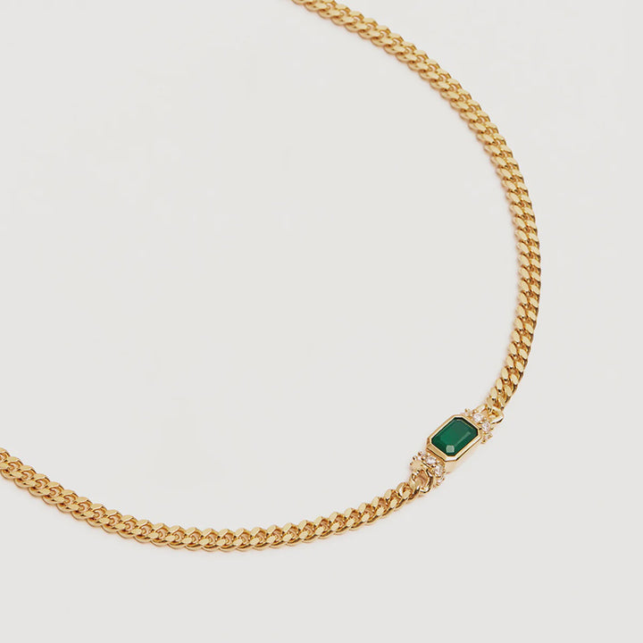 By Charlotte Strength Within Green Onyx Curb Choker - 18k Gold Vermeil