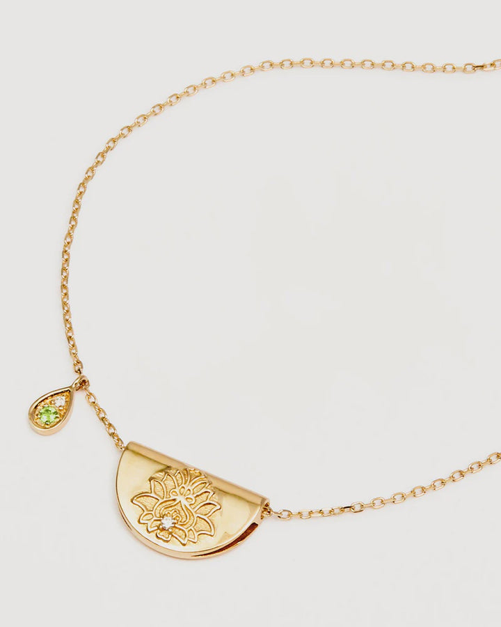 By Charlotte 14k Solid Gold Birthstone Diamond Necklace - August - Peridot
