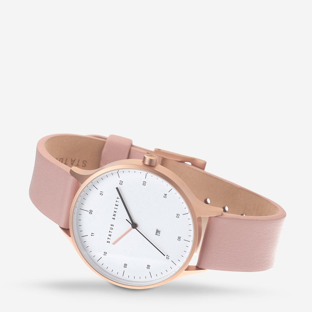 Inertia Watch - Brushed Copper/White Face/Blush Strap