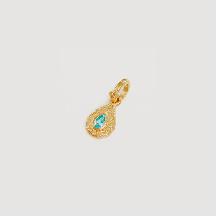 By Charlotte With Love Birthstone Annex Link Pendant - December/Turquoise - 18k Gold Vermeil