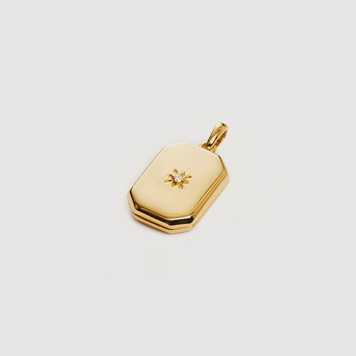 By Charlotte Rectangular Lotus Locket Pendant - 18k Gold Vermeil