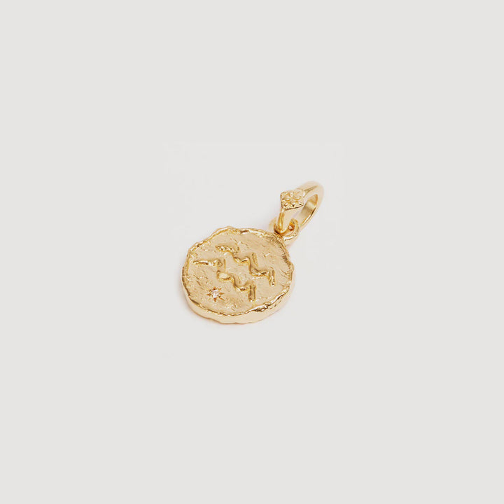 By Charlotte Love Cosmic Zodiac Reversible Annex Link Pendant - Aquarius - 18k Gold Vermeil