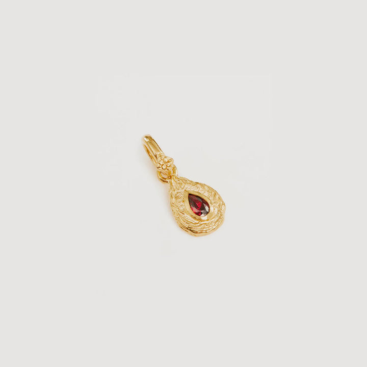 By Charlotte With Love Birthstone Annex Link Pendant - January/Garnet - 18k Gold Vermeil