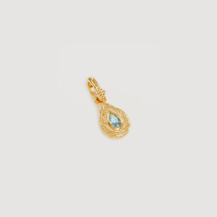 By Charlotte With Love Birthstone Annex Link Pendant - March/Aquamarine - 18k Gold Vermeil